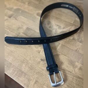 Dickies Black Genuine Leather Belt w/Brushed Silver Buckle [11DIO255] Sz M34-36